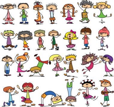 sevimli çizgi mutlu çocuklar