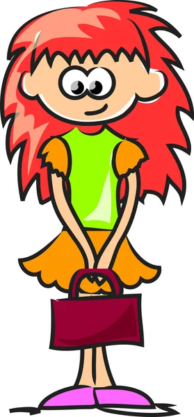 Linda chica de dibujos animados feliz — Vector de stock