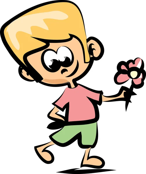 かわいい幸せ漫画少年 — ストックベクタ