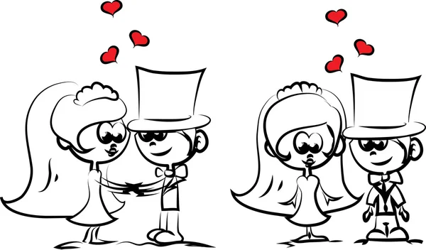 Boda de dibujos animados novia y novio — Archivo Imágenes Vectoriales