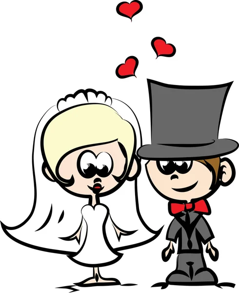 Mariage bande dessinée mariée et marié — Image vectorielle