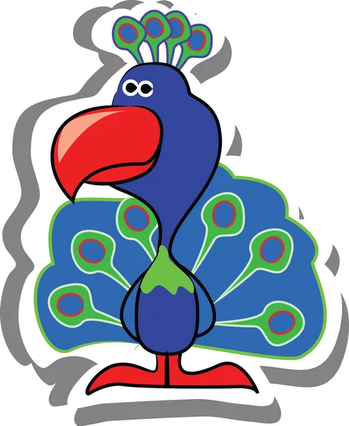Cartoon peacock — Stock vektor