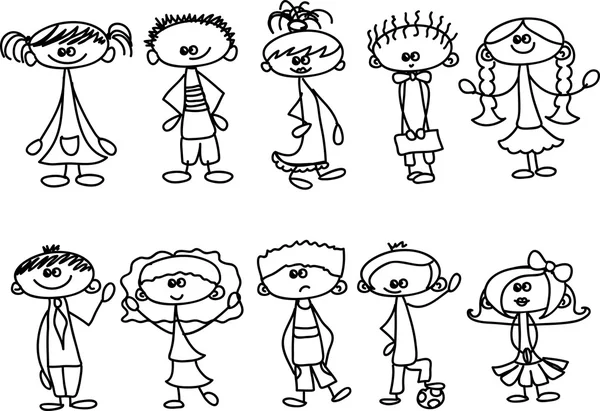 Lindo feliz dibujos animados niños — Vector de stock