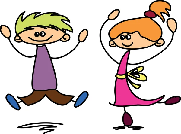 かわいい幸せな漫画の子供たち — ストックベクタ