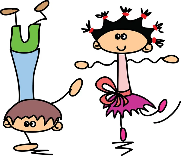 孩子们快乐可爱卡通 — 图库矢量图片