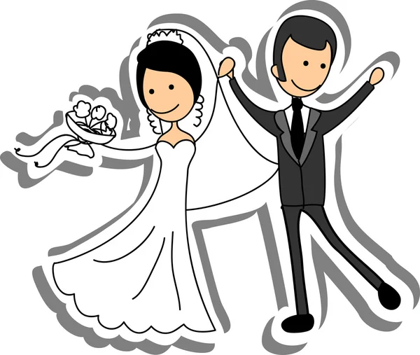 Wedding picture, bride and groom in love, the vector — Stock Vector