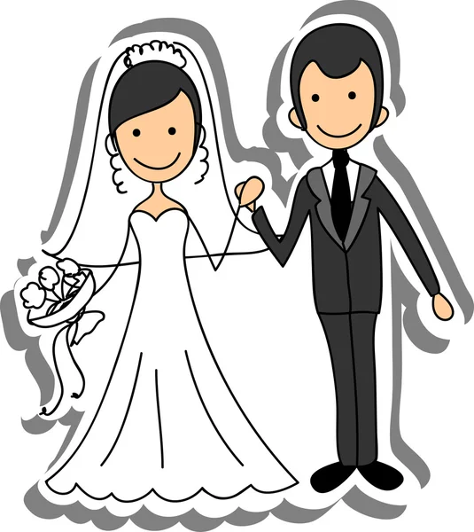 Весільна картина, кохана наречена і наречена, вектор — стоковий вектор