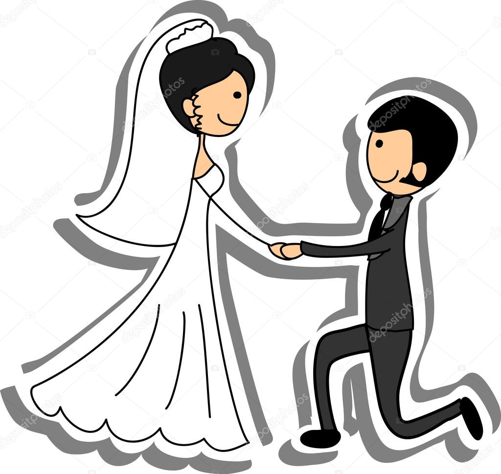 Wedding picture, bride and groom in love, the vector