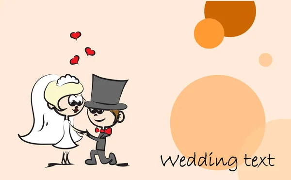 Hochzeit Cartoon Braut und Bräutigam — Stockvektor