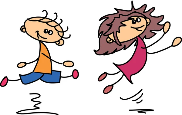 Lindos niños de dibujos animados felices. Ilustración vectorial — Archivo Imágenes Vectoriales