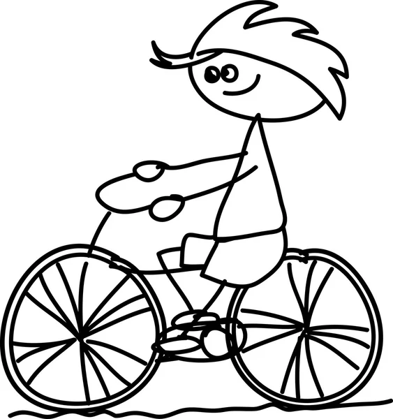 Cartoon boy on bike — Stock Vector