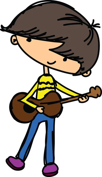 Cartoon fashionable boy with guitar — Stock Vector