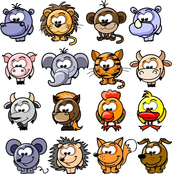 Vector set of different cute animals — Stock Vector