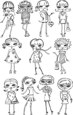 karikatür moda kızlar
