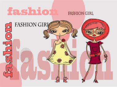 karikatür moda kızlar, arka plan