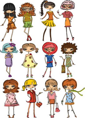 karikatür moda kızlar