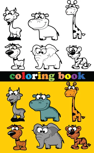 Libro para colorear de animales, vector — Archivo Imágenes Vectoriales