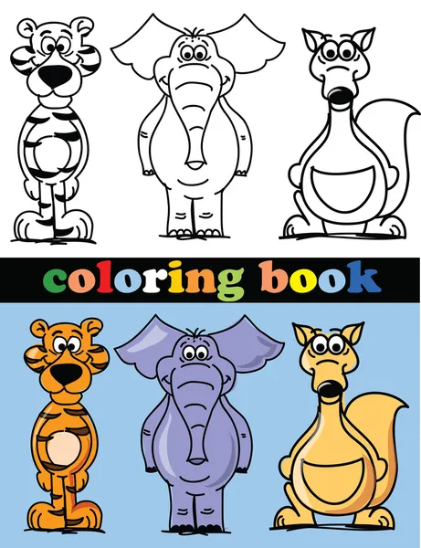 Livre à colorier des animaux — Image vectorielle