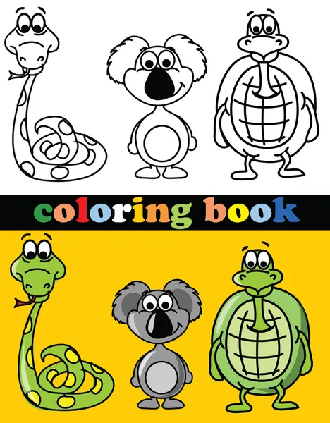 Libro para colorear de animales — Vector de stock