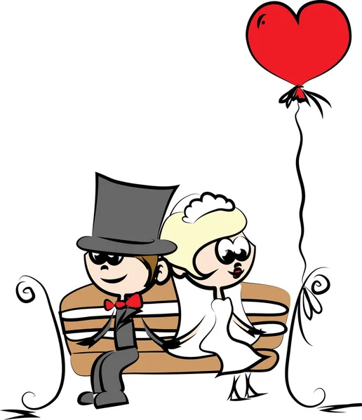 漫画の結婚式の写真、背景、結婚式の招待 — ストックベクタ