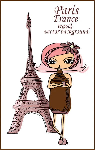 Kreslený módní dívky, pozadí — Stockový vektor