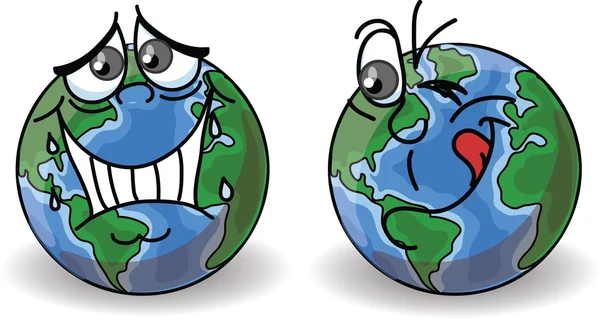 Cartoon wereldbol met emoties — Stockvector