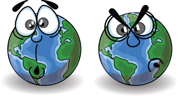 Cartoon Globe dengan emosi - Stok Vektor