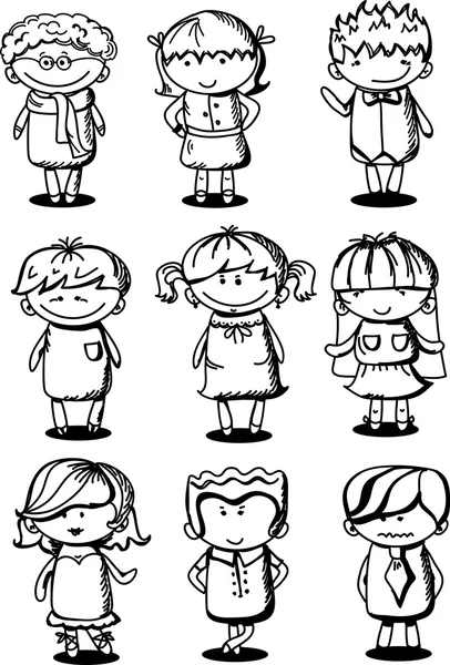 Lindos niños dibujos animados — Vector de stock