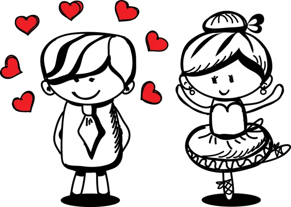 Valentine doodle boy and girl, vector — Stock Vector © virinaflora ...