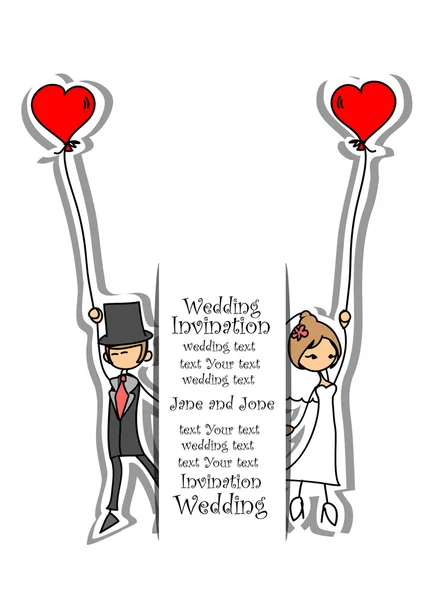 Cartoon wedding picture — Stock Vector