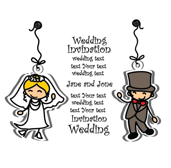 Imagen de boda de dibujos animados — Vector de stock