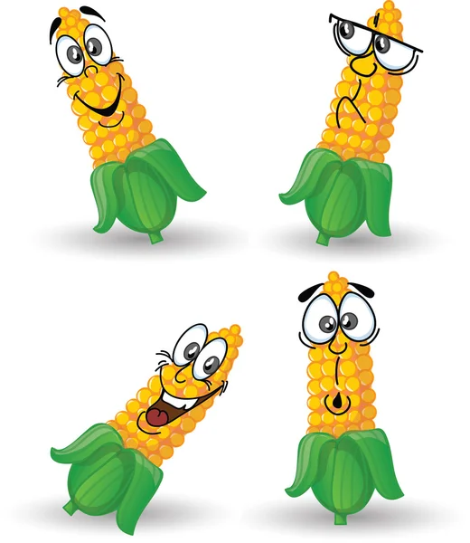 Мультфильм кукуруза с эмоциями — стоковый вектор
