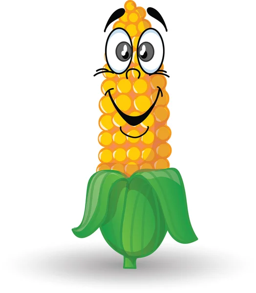Карикатурная кукуруза с красивым лицом — стоковый вектор