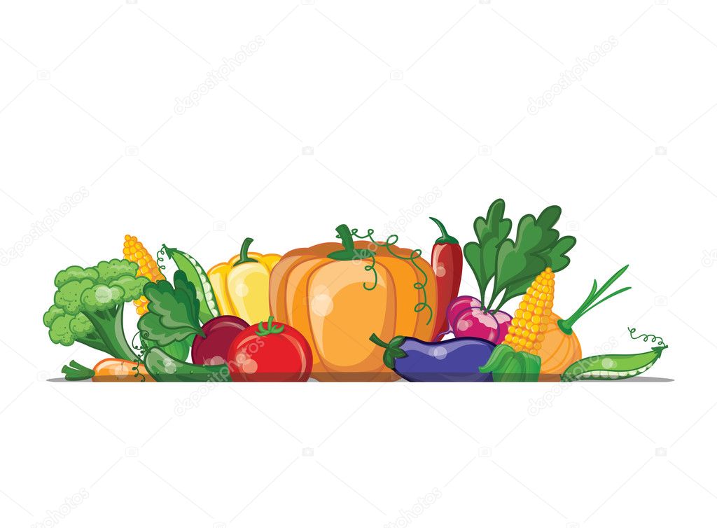 Cartoon vegetables, vector background