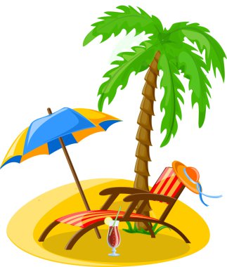 simgeler, palm, top, lounge, şemsiye, parmak arası terlik, palet ve bavul seyahat