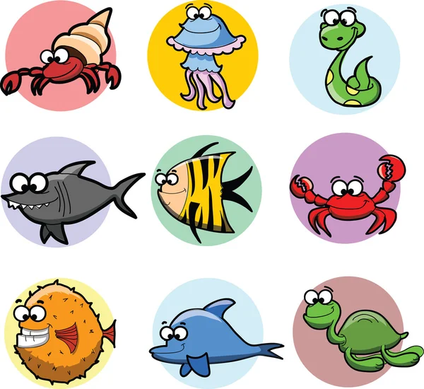 Conjunto de animales de dibujos animados, vector — Vector de stock