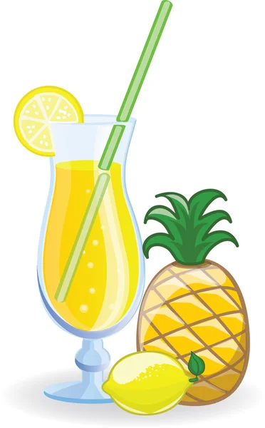 Pineapple cocktail, vector picture — Stock Vector