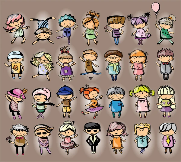 Lindos niños dibujos animados — Vector de stock