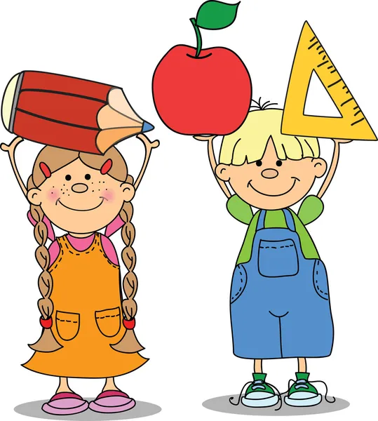 Ученики держать вещи школа — стоковый вектор #25235961