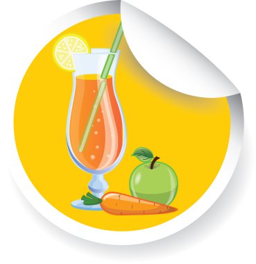 meyve kokteyli, vektör resim ile etiket