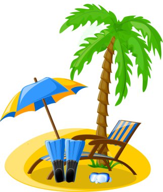 simgeler, palm, top, lounge, şemsiye, parmak arası terlik, palet ve bavul seyahat