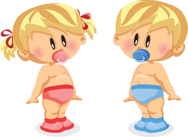 Vektor-Illustration von Baby Boy und Baby Girl — Stockvektor