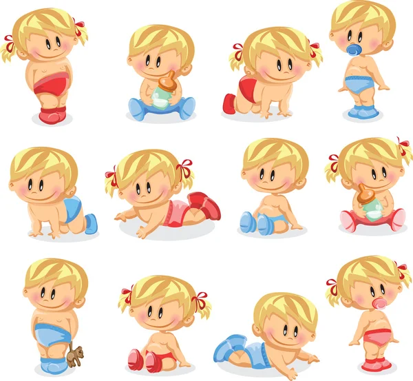 Illustration vectorielle de bébés garçons et filles — Image vectorielle