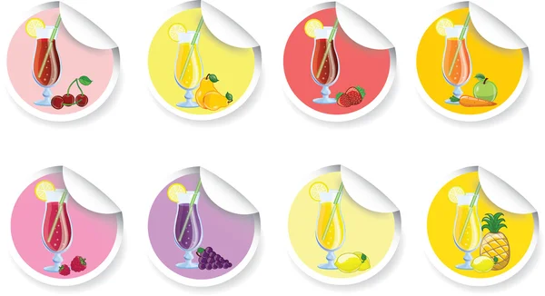 Set of different Fruit cocktails stickers, vector picture — Stock Vector