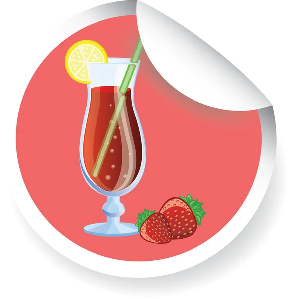 Sticker with Fruit cocktail, vector picture — Stock Vector