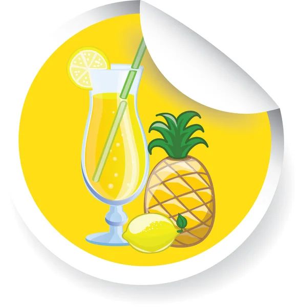 Sticker with Fruit cocktail, vector picture — Stock Vector