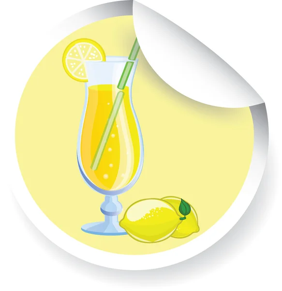 Sticker with Fruit cocktail, vector picture — Stock Vector