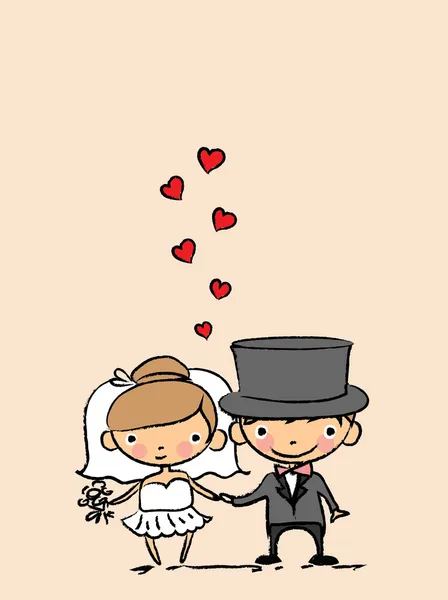 Imagen de la boda, novia y novio en el amor, el vector — Vector de stock