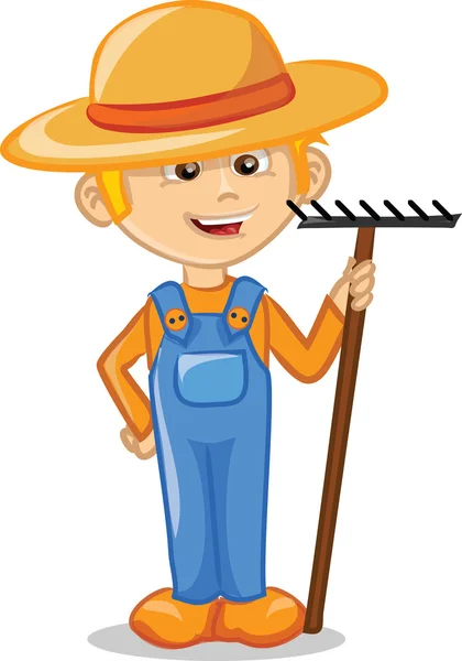 Cartoon character of cute farmer — Stock Vector