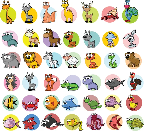 Set of cartoon vector animals — Stock Vector